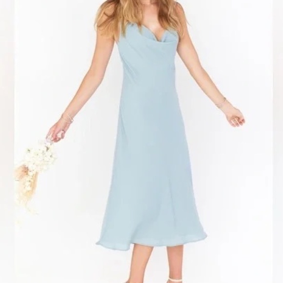 Show Me Your Mumu Weddings Silver Sage Crisp Verona Cowl Dress - Large - NWT - Picture 1 of 7